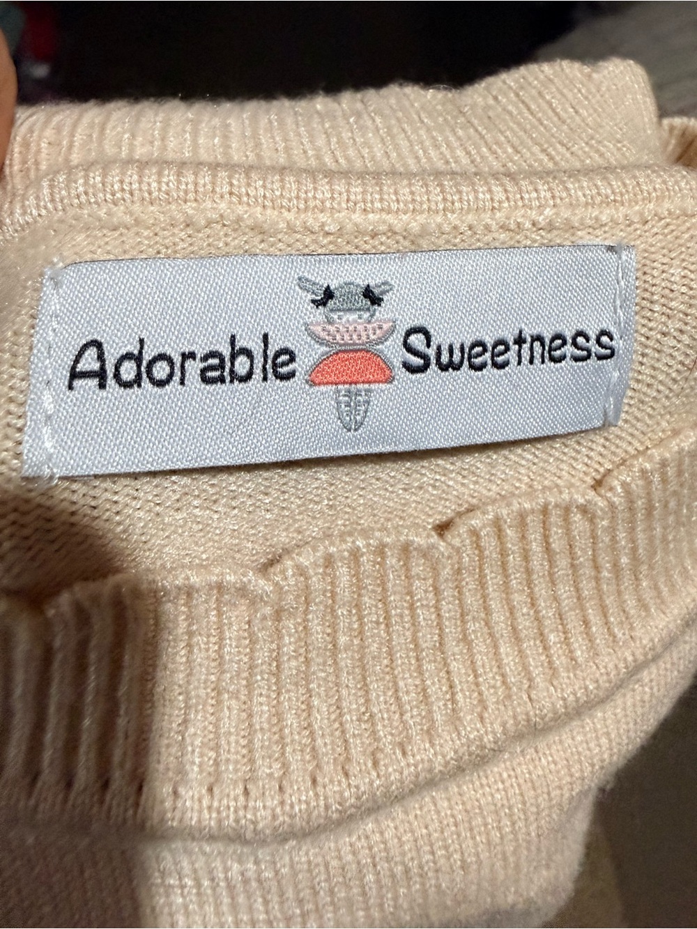 Adorable Sweetness Cream Knit Crewneck Sweater for Kids